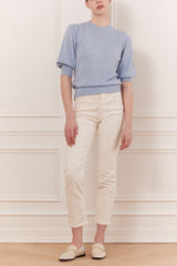 Sweater with gigot sleeve & mock neck