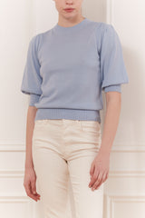 Sweater with gigot sleeve & mock neck