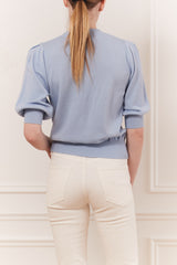 Sweater with gigot sleeve & mock neck