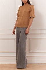 Sweater with gigot sleeve & mock neck