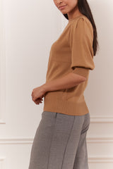 Sweater with gigot sleeve & mock neck