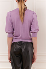 Sweater with gigot sleeve & mock neck