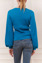 Pull en V manche bouffante