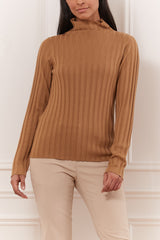 Pull cotelé col montant