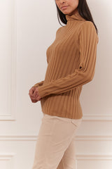 Pull cotelé col montant