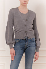 Cardigan court manche demi bouffante