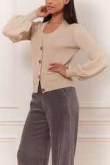 Cardigan court manche demi bouffante