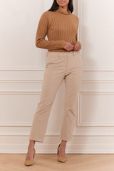Straight leg crop pant faux suede insert