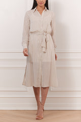 Pin Stripe Dress Wth Belt