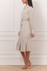 Pin Stripe Dress Wth Belt
