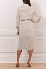 Pin Stripe Dress Wth Belt