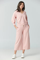 V neck top with lantern sleeve