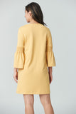 Crew neck dress with bell sleeve