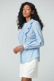 Blouse with front cascade frill
