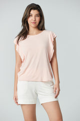 Top with cascade crop sleeve