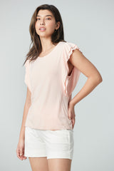 Top with cascade crop sleeve
