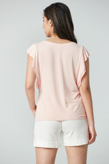 Top with cascade crop sleeve