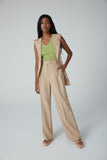 Front pleated wide leg pant