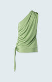 Ruched one shoulder top with sash
