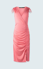 Robe genoux croisée plissée