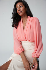 Blouse croisée drapée