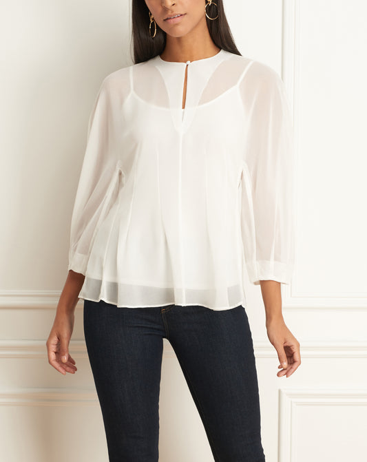 Collarless 3/4 Sleeves Blouse